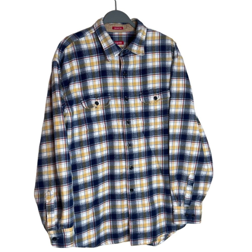 IZOD Flannel‎  Shirt Mens XXL Button Up Plaid Long Sleeve